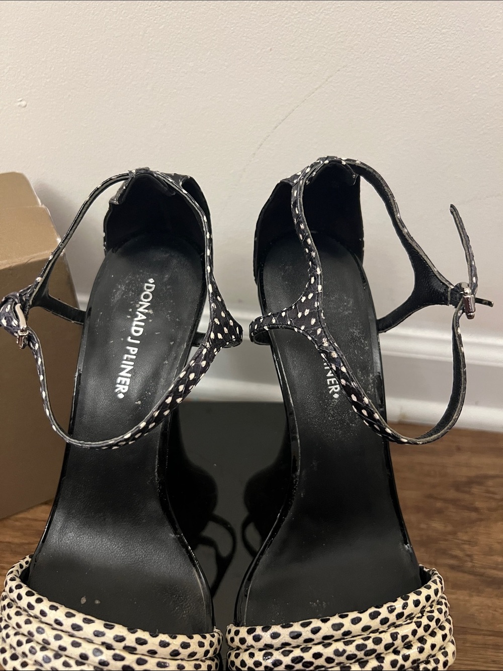 Donald J. Pliner Black & White Dot Ankle-Strap Sandals - Picture 4 of 9